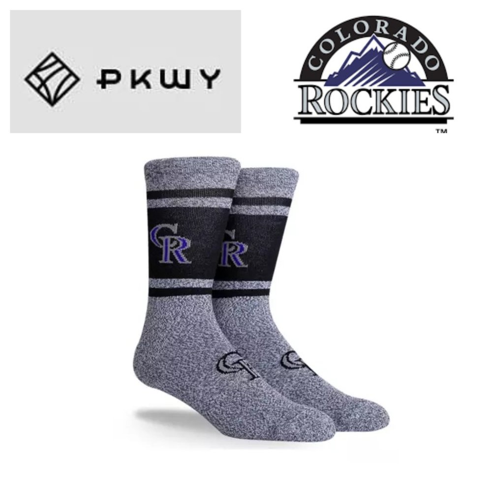 PKWY COLORADO ROCKIES Varsity Crew Socks Men's Baseball Grey MLB LARGE